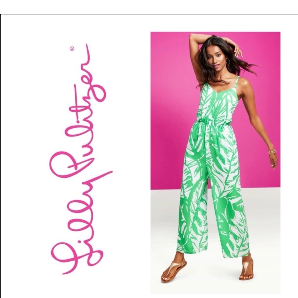 🌴💚RARE Lilly Pulitzer 20th Anniversary "Boom Boom" Green Palm Romper XS